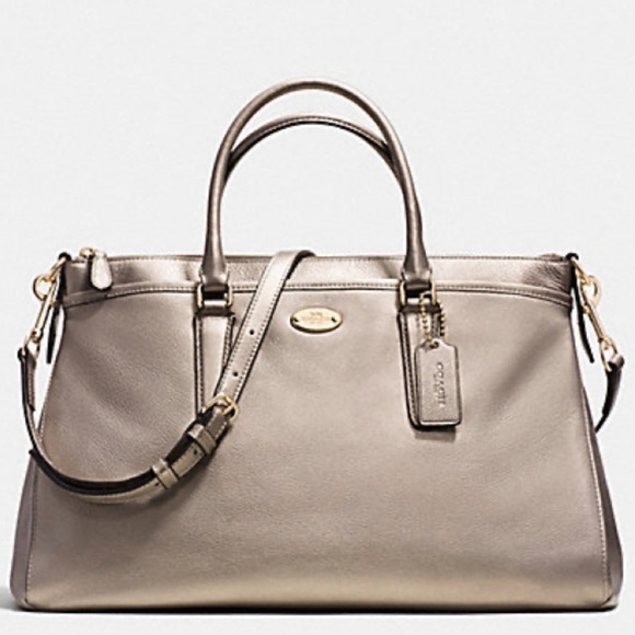 Coach Handbags - Coach Morgan Satchel Pebble Leather Metallic Gold